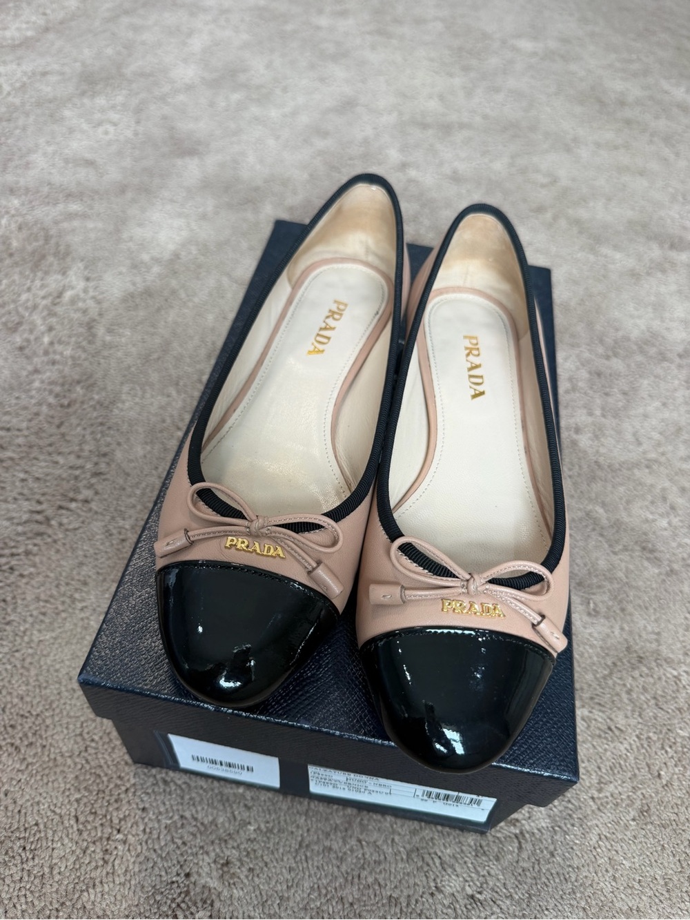 Prada Women's Two-Tone Ballet Flats - Black & Nude - Picture 6 of 8